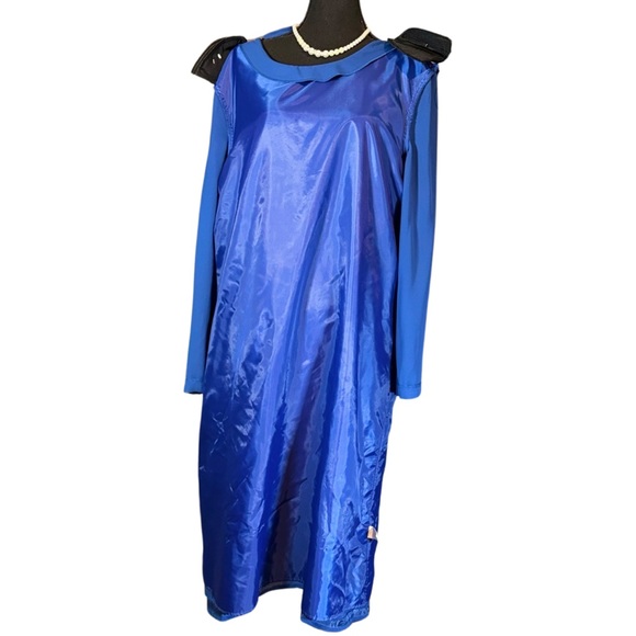 Vintage FTLTD Woman Maxi Blue 100% Polyester fully lined dress with shoulder pad - Picture 5 of 5